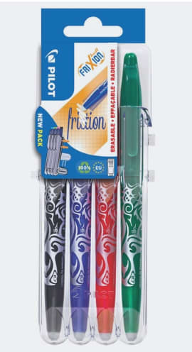 Lot de 4 stylos roller effaçables Pilot avec étui évolutif - FriXion Ball à 8,59€