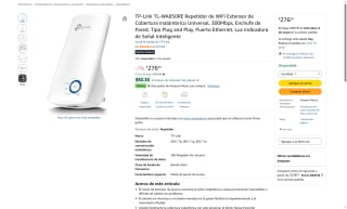 Repetidor TP-Link 300Mbps por $277 | Oferta Amazon