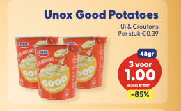 3 bekers Unox Good potatoes voor €1 bij Die Grenze
