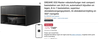 DREAME X50 Master-robotstofzuiger voor €749 bij Amazon
