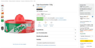 Tajín Escarchador 120g por $32 en Amazon