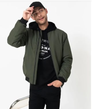 Blouson zippé style bombers homme vert fonce à 7,79€