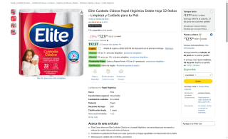 Papel Higiénico Elite Cuidado Clásico por $95 | Amazon