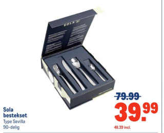 Sola bestekset Sevilla 90-delig voor €48,39 bij Makro