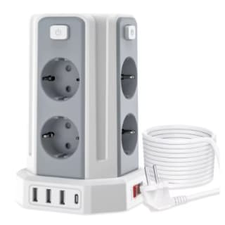 Regleta de alimentación de 3 metros con 8 almohadillas y 3 USB + 1 USB C por 13,85€