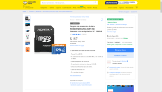 Micro SD Adata 128GB con adaptador por $167 | Oferta Mercado Libre