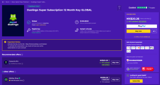 Duolingo Super Subscription 12 Month Key GLOBAL por $20 en Eneba
