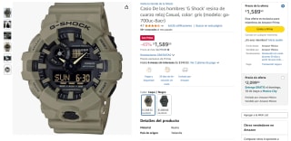 Reloj Casio G Shock Casual Gris por $1,589 | Descuento Amazon
