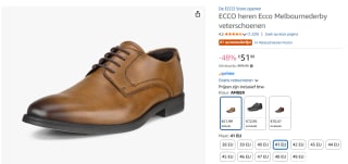 Ecco Melbourne leren veterschoenen cognacvoor €51,99 bij Amazon