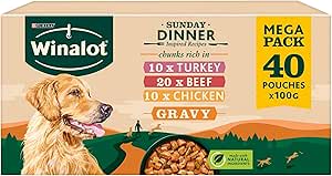 WINALOT Sunday Dinner Mixed in Gravy Wet Dog Food Pouches 40x100g (£7.65 S&S)