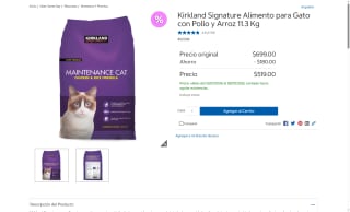 Alimento para Gato Kirkland 11.3kg por $519 | Oferta Costco