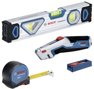 Pack Professional 1600A027M3- Niveau à bulle, Mètre Ruban, Cutter, 10 lames à 32,19€
