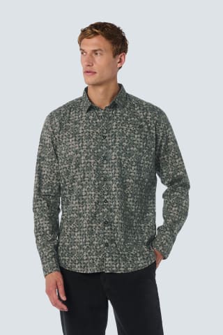 No Excess SHIRT STRETCH ALLOVER PRINTED DARK GREEN voor €10,99 bij Otrium