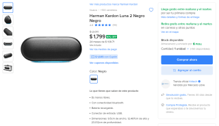 Bocina Harman Kardon Luna 2 por $1,619 en Mercado Libre