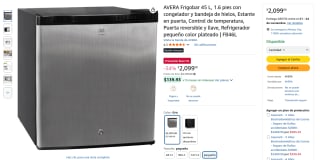 Frigobar AVERA 45Lts por $2,099 | Amazon
