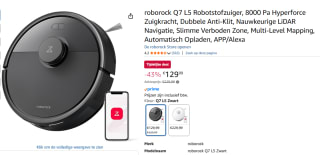 Roborock Q7 L5 Robotstofzuiger – 8000 Pa voor €129,99 bij Amazon