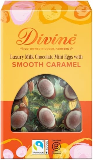Divine Luxury Milk Chocolate Mini Eggs with Smooth Caramel 190g - Fairtrade Easter Ch