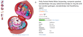Polly Pocket Mattel sieradenkistje voor €5,07 bij Amazon NL