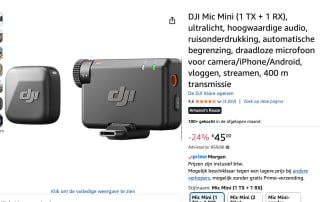 DJI Mic Mini 2 (1 TX + 1 RX) Microfoon voor €45 bij Amazon