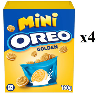 4 Paquetes de OREO Galletas Golden Mini rellenas de crema de vainilla 160 g. a 4.04€