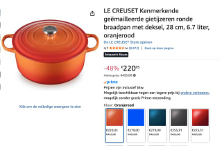 Le Creuset Gietijzeren Ronde Braadpan Oranjerood 28cm voor €220,05 bij Amazon