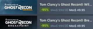 STEAM: Tom Clancy's Ghost Recon Breakpoint o Wildlands por $50