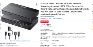 UGREEN Video Capture Card HDMI naar USB C Streaming Apparaat voor €28,89 bij Amazon