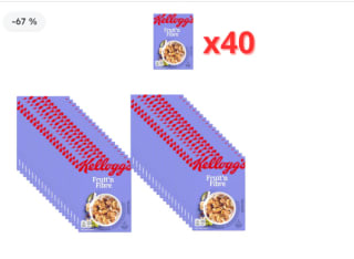 Pack Familiar: Kellogg's Fruta y Fibra 45g x 40 (Total: 1.8 Kg) por 9.99€