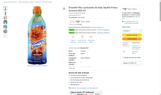 Ensueño Max Suavizante 850ml Vegetal por $19 | Amazon