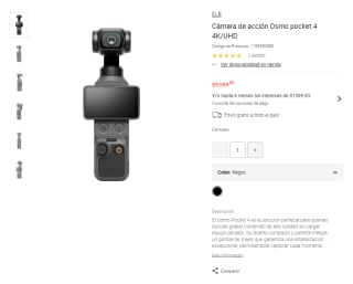 Cámara DJI Osmo Pocket 4 4K por $7,199 | Liverpool (Santander MSI)