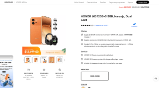 Honor 600 512GB Dual Card + Regalos por $12,499