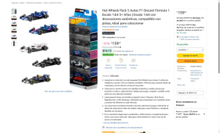 Hot Wheels Pack 5 Autos F1 Diecast por $139 | Oferta Amazon