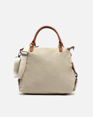 Bolso de hombro con asa bandolera extraíble beige por 22€