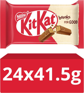 KitKat 4-Finger Milk Chocolate Biscuit Bar | 24x 41.5g Bars [£7.65 S&S (£0.77/100g)]