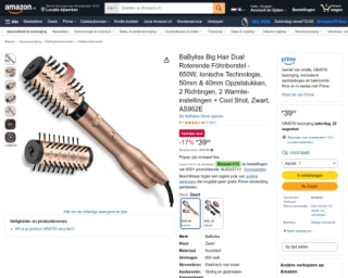 BaByliss Big Hair Dual roterende föhnborstel AS952E voor €39,90 bij Amazon