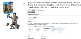 PLAYMOBIL Novelmore 71483 Riddertoren met smid en draak voor €20 bij Amazon