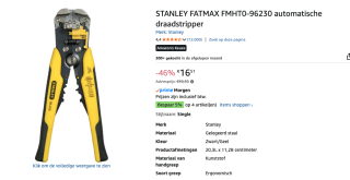 STANLEY FatMax FMHT0-96230 Krimp- en striptang voor €16,51 bij Amazon
