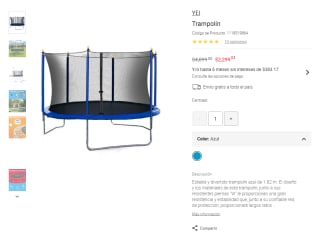 Trampolín Yei Azul 1.82m por $2,299 | Liverpool