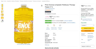 Pinol Aromas Limpiador Multiusos Therapy Happy 5.1L por $95 en Amazon
