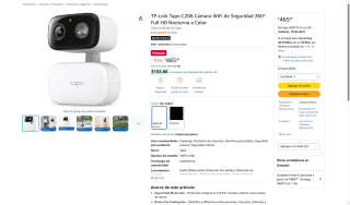 Cámara Tapo C206 360° Full HD 1920p por $465 | Amazon