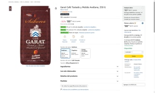 Café Garat Tostado y Molido Avellana por $88 | Oferta Amazon