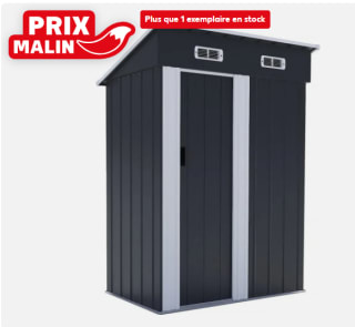 Abri de jardin métal porte coulissante "Memphis" - 1,36 m² - Gris à 99€