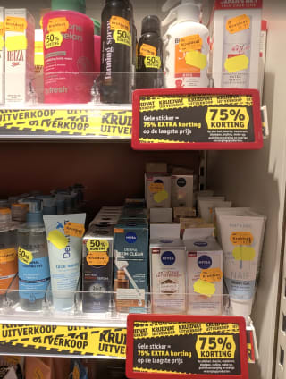 75% extra korting op alles met een gele sticker bij Kruidvat
