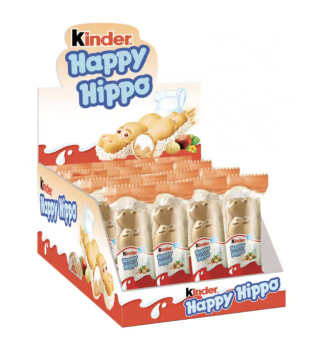 Kinder Happy Hippo Original Barritas Hipopótamo Crema Leche Avellana Caja 28 Unidades
