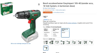 Bosch EasyImpact 18V-40 (zonder accu) voor €46,49 bij Amazon