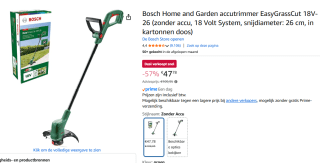 Bosch 18V EasyGrassCut 26cm (zonder accu) voor €47,78 bij Amazon