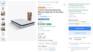Colchón King Size Noite Plus 20 cm por $3,614 | Oferta Mercado Libre