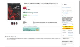 Colección 7 Películas 4K A Nightmare on Elm Street por $1,490 | Amazon