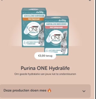 Purina ONE Hydralife gratis na cashback via Tikkie bij de AH
