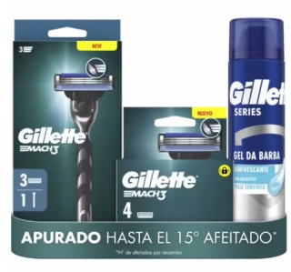 Gillette Mach3 Pack: Maquinilla + 7 recambios + Gel Series para afeitar por 19.99€